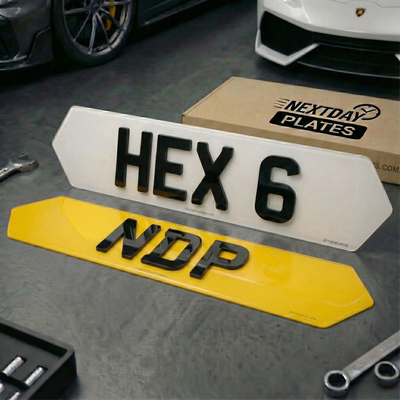 Hex - 6 Digit Number Plates - Front & Rear Pair - 467mm x 111mm
