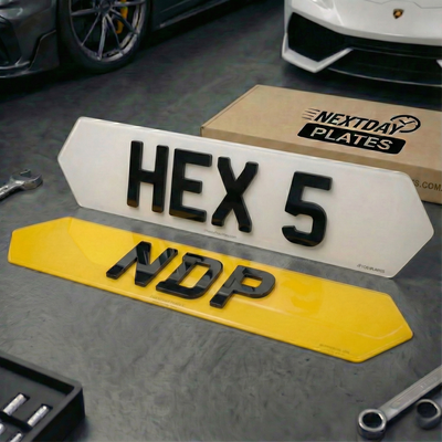 Hex - 5 Digit Number Plates - Front & Rear Pair - 402mm x 111mm